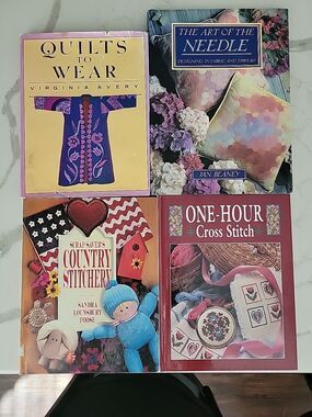 Vintage Lot of 4 needlecraft books Cross Stitch Quilts to Wear Art of the Needle